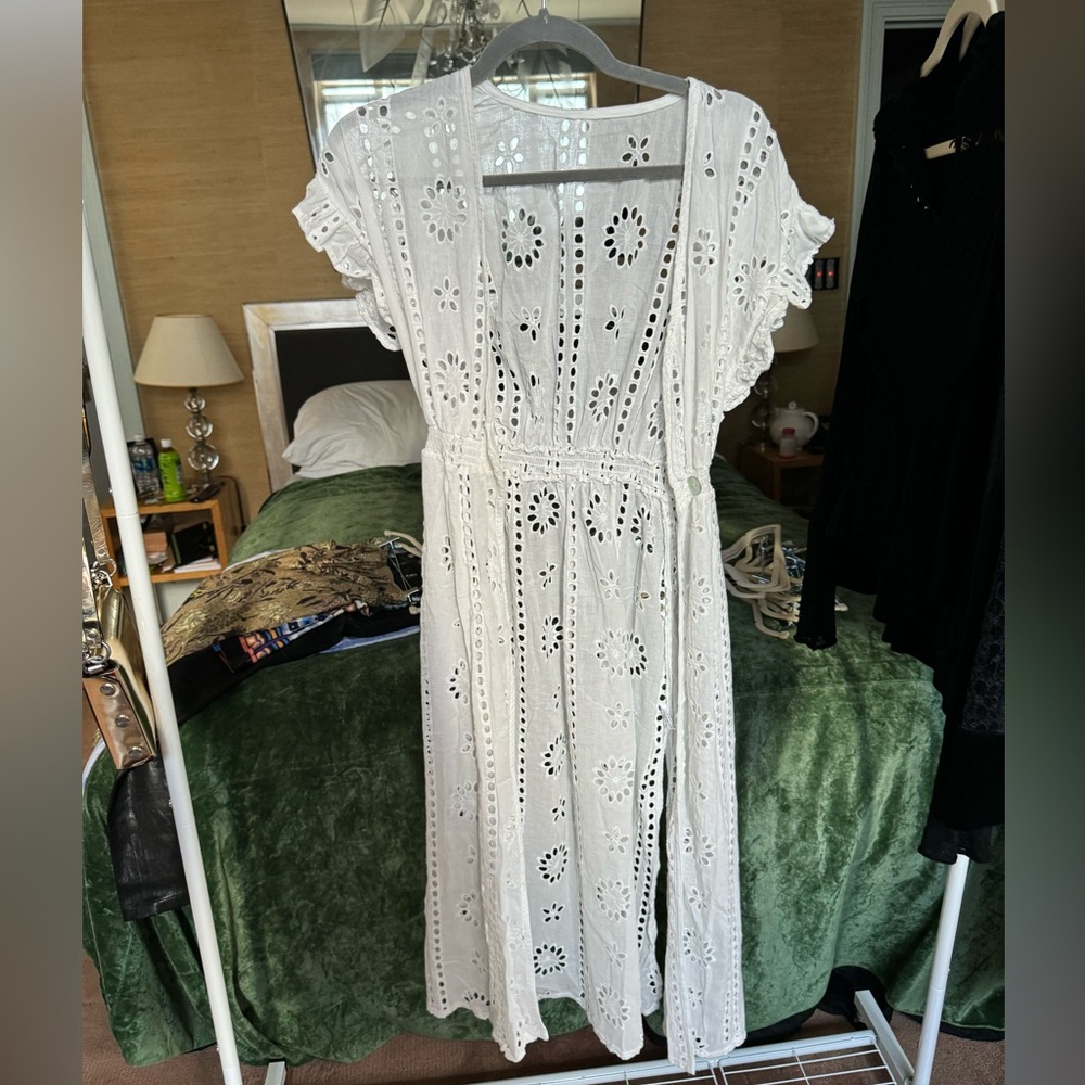 French Eyelet White Summer Slip Jacket/Vest